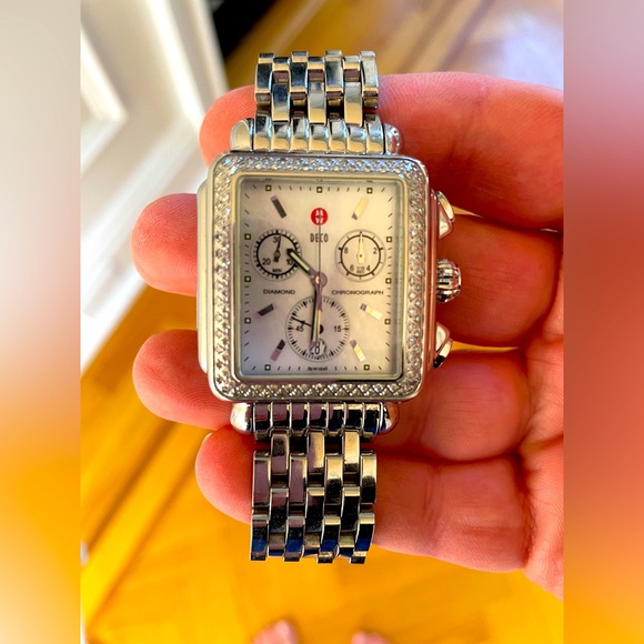 Michele Diamond Deco 33mm Stainless Steel Watch - Picture 2 of 8